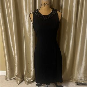 Banana Republic Black Beaded Neck Mini Dress